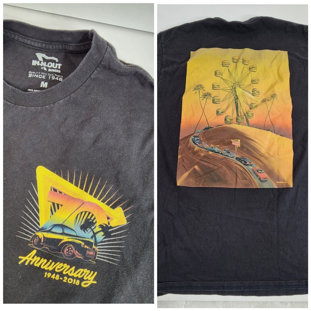 In-N-Out Burger 2018 70th Anniversary Men's Medium Black T-Shirt Graphic Tee